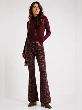 Desigual Corduroy Floral Flare jeans